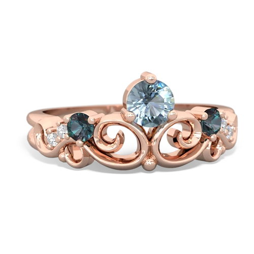 Aquamarine Genuine Aquamarine with Lab Created Alexandrite and Lab Created Pink Sapphire Crown Keepsake ring Ring