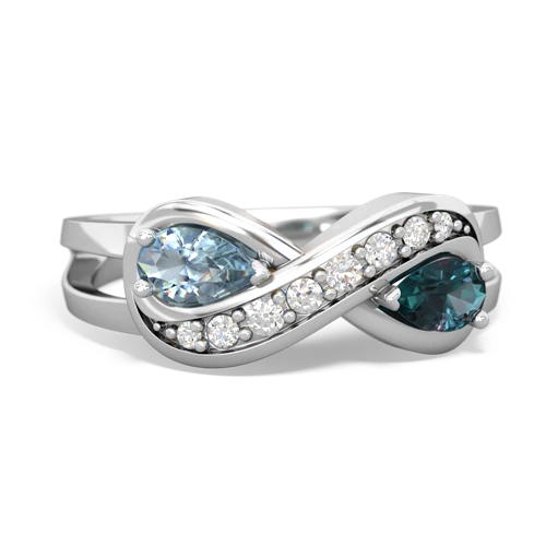 aquamarine-alexandrite diamond infinity ring