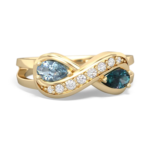 Aquamarine Genuine Aquamarine with Lab Created Alexandrite Diamond Infinity ring Ring