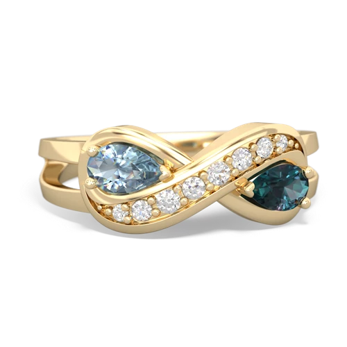 aquamarine-alexandrite diamond infinity ring