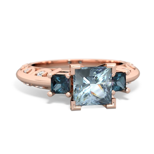 Aquamarine Genuine Aquamarine with Lab Created Alexandrite and  Art Deco ring Ring
