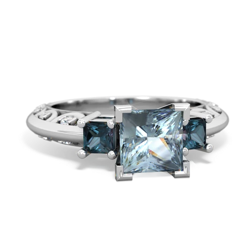 Aquamarine Genuine Aquamarine with Lab Created Alexandrite and Lab Created Ruby Art Deco ring Ring