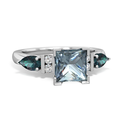 Aquamarine Genuine Aquamarine with Lab Created Alexandrite and  Engagement ring Ring