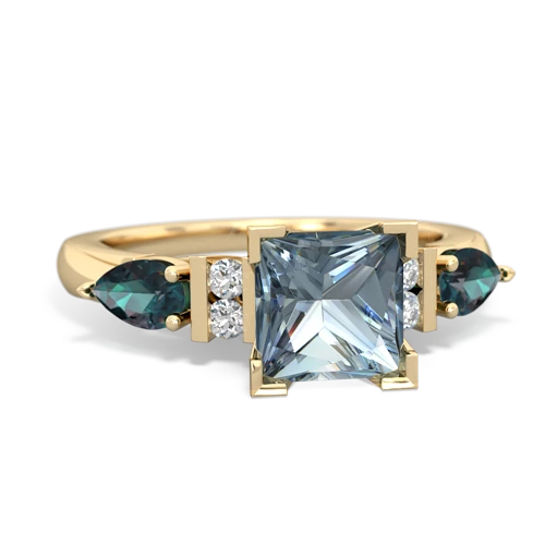 Aquamarine Genuine Aquamarine with Lab Created Alexandrite and Genuine Fire Opal Engagement ring Ring