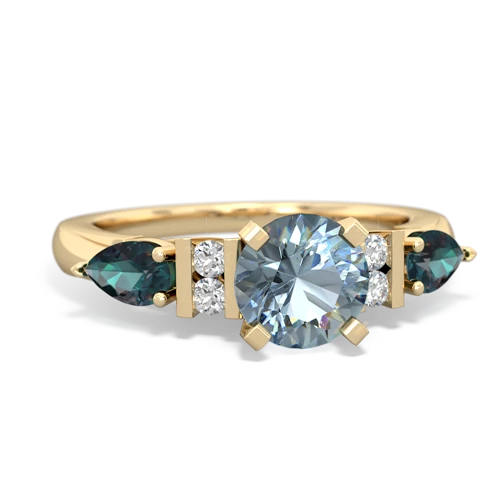 Aquamarine Genuine Aquamarine with Lab Created Alexandrite and Lab Created Pink Sapphire Engagement ring Ring