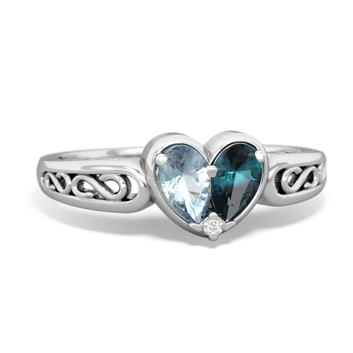 aquamarine-alexandrite filligree ring