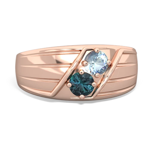 Aquamarine Genuine Aquamarine with Lab Created Alexandrite Art Deco Men's ring Ring