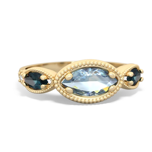 Aquamarine Genuine Aquamarine with Lab Created Alexandrite and Genuine London Blue Topaz Antique Style Keepsake ring Ring