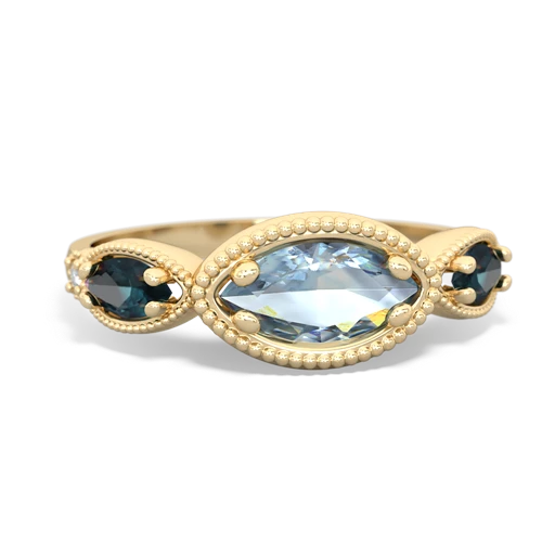 aquamarine-alexandrite milgrain marquise ring