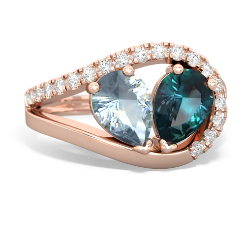 aquamarine-alexandrite pave heart ring