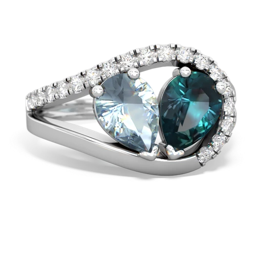 aquamarine-alexandrite pave heart ring