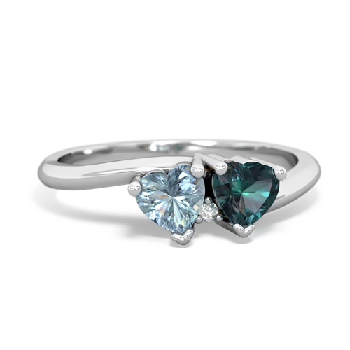 Aquamarine Genuine Aquamarine with Lab Created Alexandrite Sweetheart's Promise ring Ring