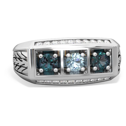 aquamarine-alexandrite three stone ring