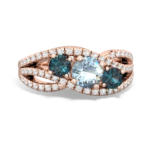 aquamarine-alexandrite three stone pave ring