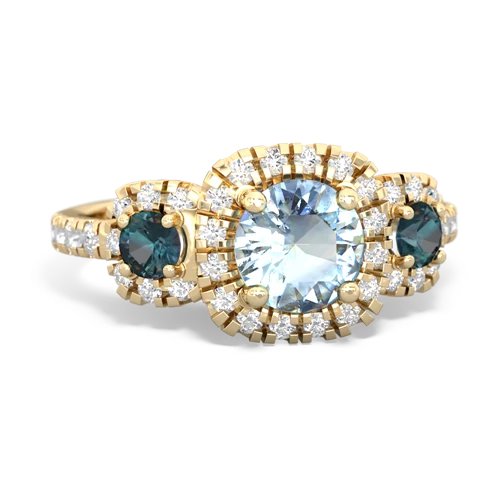 aquamarine-alexandrite three stone regal ring