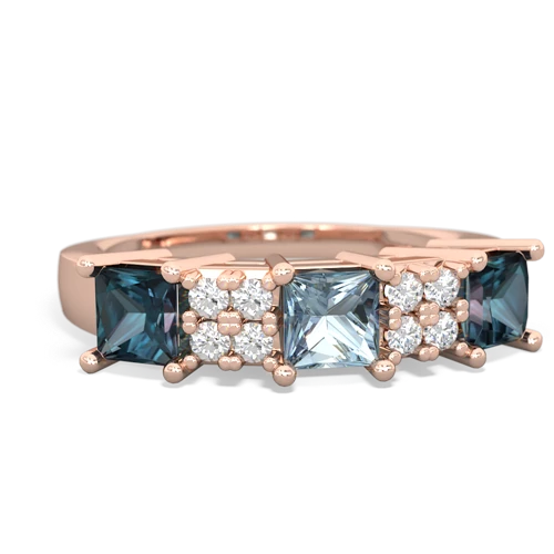 Aquamarine Genuine Aquamarine with Lab Created Alexandrite and Lab Created Pink Sapphire Three Stone ring Ring