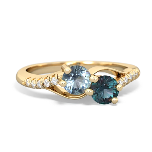 Aquamarine Genuine Aquamarine with Lab Created Alexandrite Two Stone Infinity ring Ring