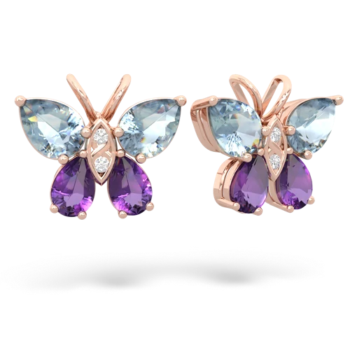 aquamarine-amethyst butterfly earrings