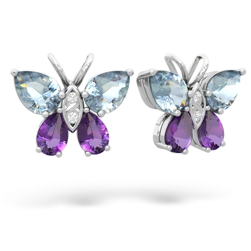 aquamarine-amethyst butterfly earrings