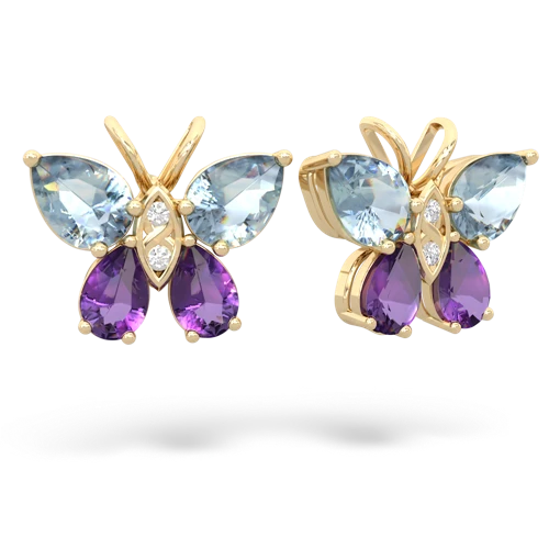 aquamarine-amethyst butterfly earrings