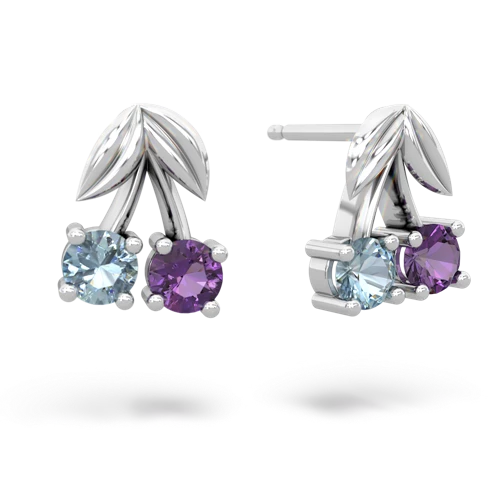 aquamarine-amethyst cherries earrings