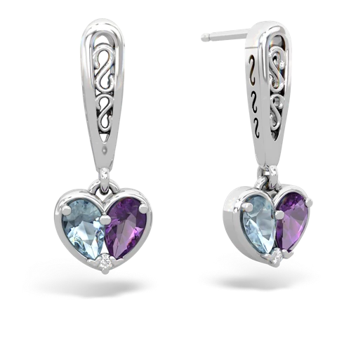 aquamarine-amethyst filligree earrings