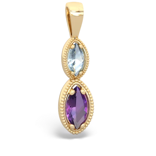 Aquamarine Genuine Aquamarine with Genuine Amethyst Antique-style Halo pendant Pendant