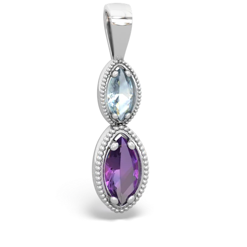 aquamarine-amethyst antique milgrain pendant