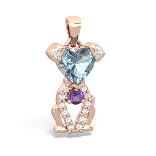 aquamarine-amethyst birthstone puppy pendant