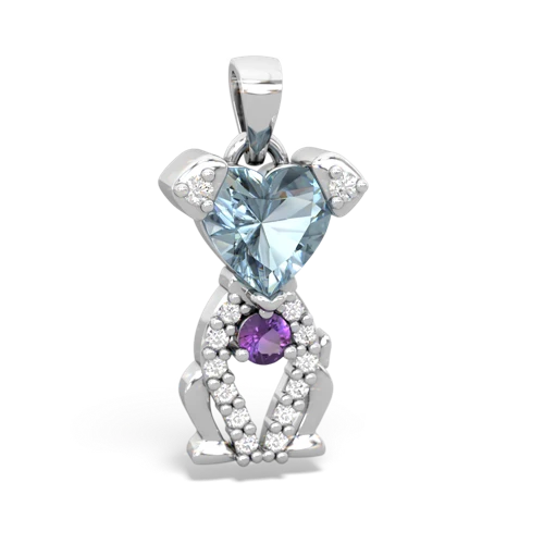 aquamarine-amethyst birthstone puppy pendant