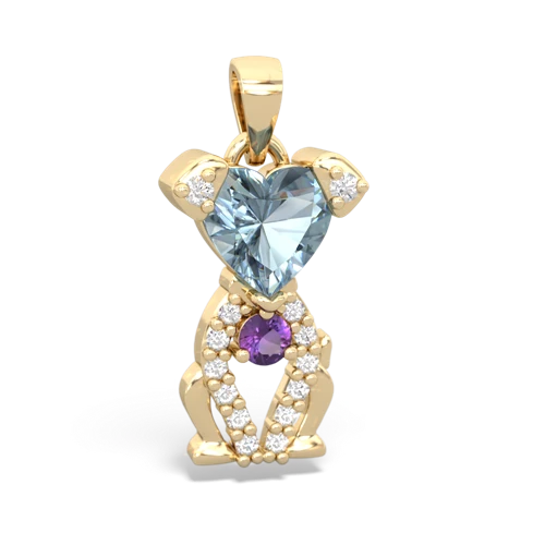 aquamarine-amethyst birthstone puppy pendant