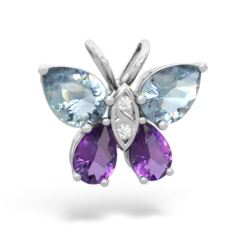 aquamarine-amethyst butterfly pendant