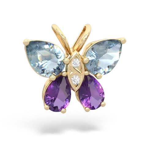 aquamarine-amethyst butterfly pendant