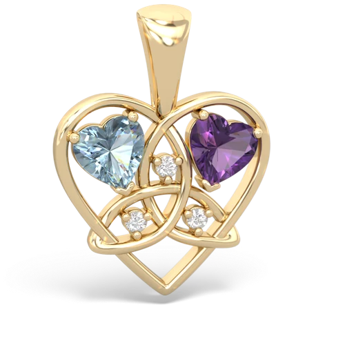 aquamarine-amethyst celtic heart pendant