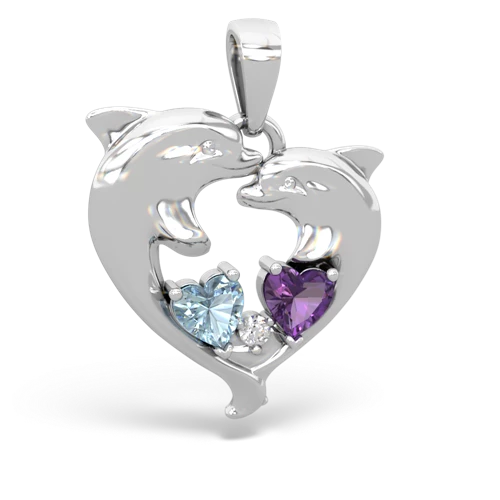 aquamarine-amethyst dolphins pendant