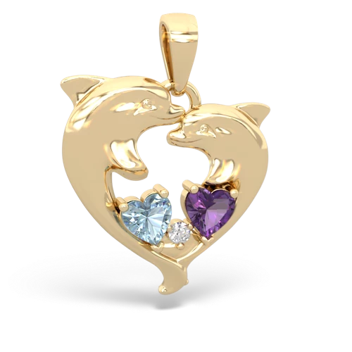 aquamarine-amethyst dolphins pendant