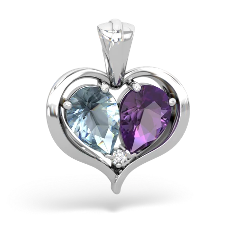 aquamarine-amethyst half heart whole pendant