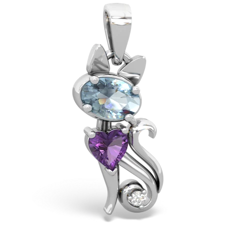 aquamarine-amethyst kitten pendant