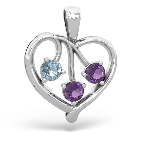 Aquamarine Genuine Aquamarine with Genuine Amethyst and Genuine Opal Glowing Heart pendant Pendant