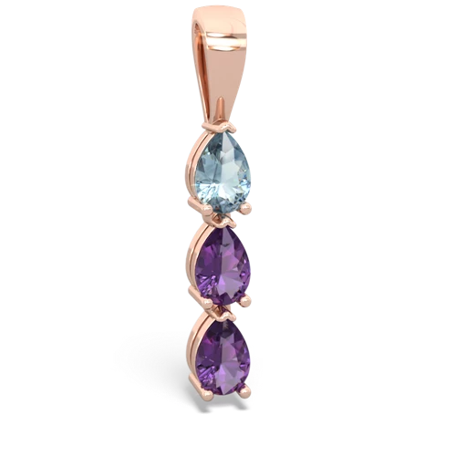 aquamarine-amethyst three stone pendant