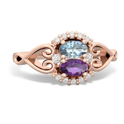 aquamarine-amethyst antique keepsake ring