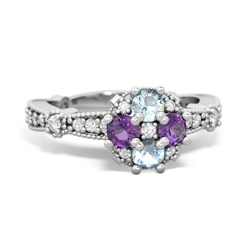 aquamarine-amethyst art deco engagement ring