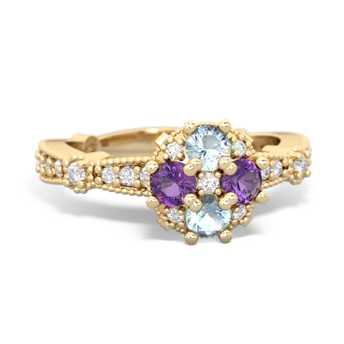 aquamarine-amethyst art deco engagement ring