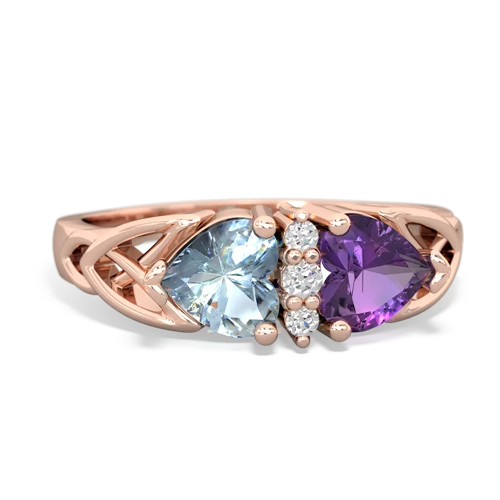 aquamarine-amethyst celtic ring