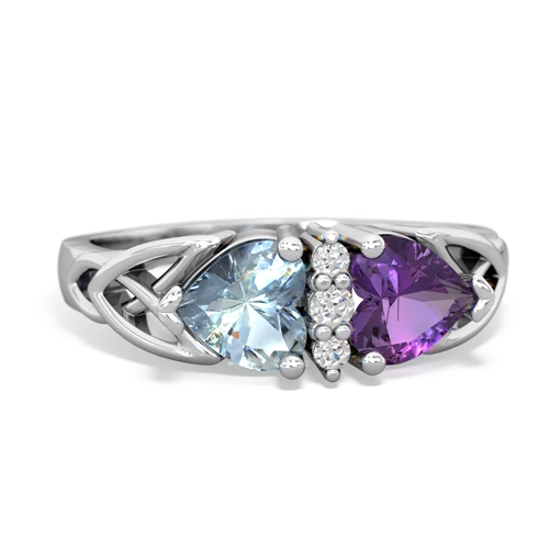 aquamarine-amethyst celtic ring