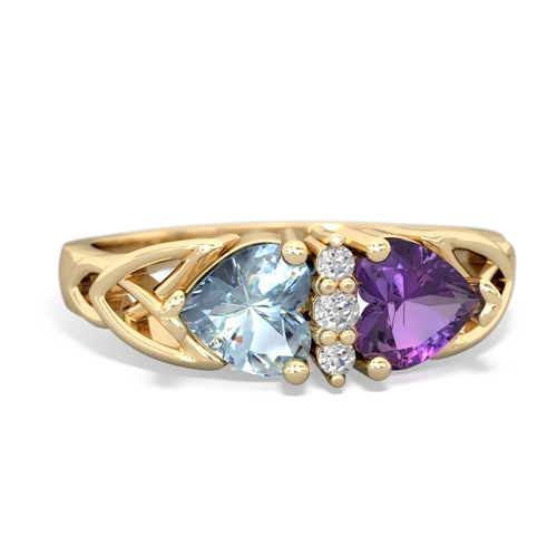 aquamarine-amethyst celtic ring