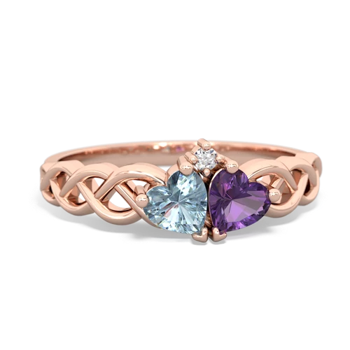 aquamarine-amethyst celtic braid ring