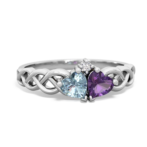 aquamarine-amethyst celtic braid ring