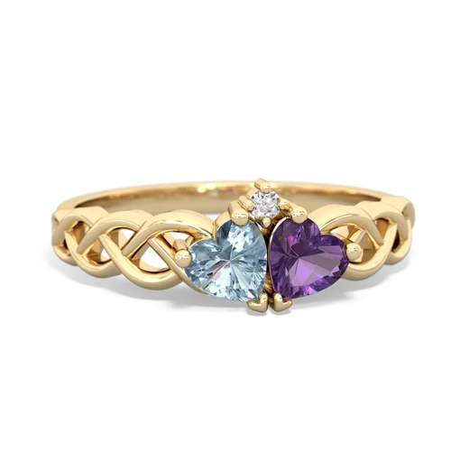 aquamarine-amethyst celtic braid ring