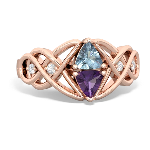 aquamarine-amethyst celtic knot ring